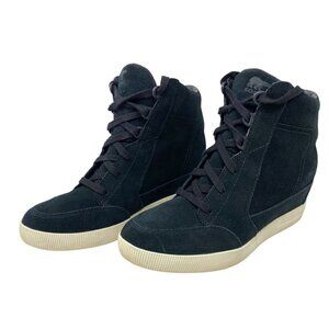 Sorel Women’s Out N About‎ Black Suede Wedge Sneakers NL4913-010 Size 9 US